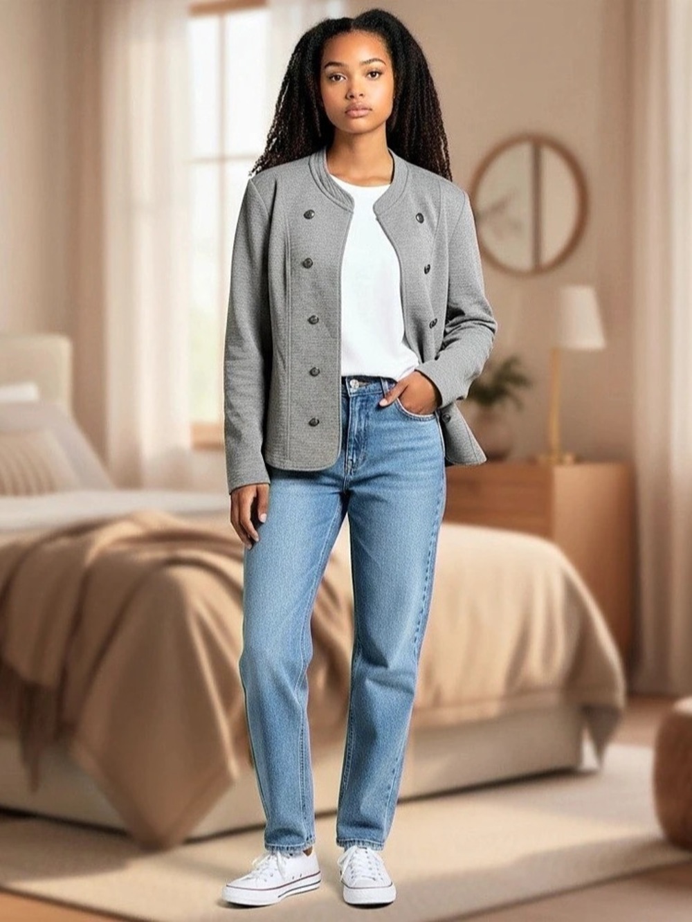 maurices Gray Double-Breasted Jacket XL Like New